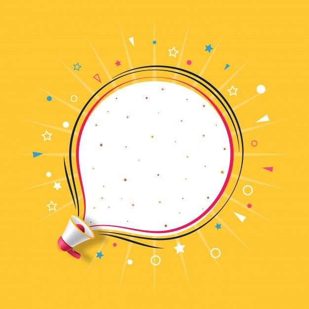 Жовтий фон із мегафоном та рамкою для тексту, ілюстрація до статті про читання у молодшій школі