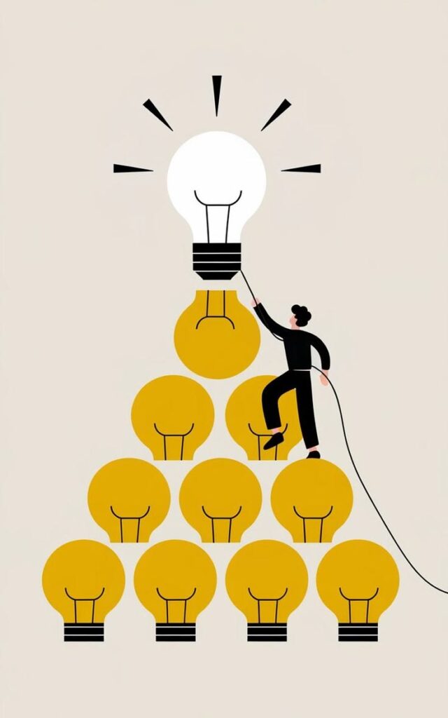 Індивідуальна освітня траєкторія на екстернаті: ілюстрація з лампочками як метафора поступового закриття прогалин і росту результатів на екстернаті