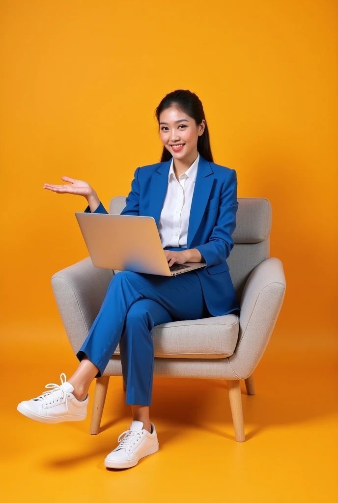 Жінка з ноутбуком пояснює, як працює електронний журнал і контроль прогресу учня без щоденних перевірок